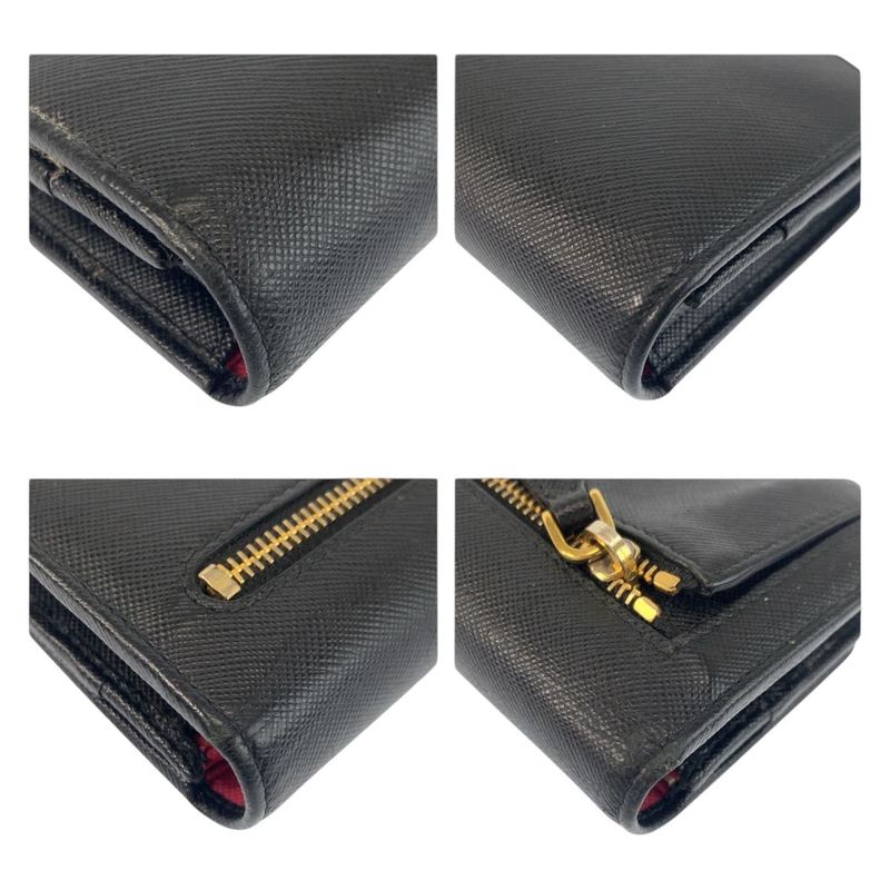 Prada Saffiano Black Pink Leather Wallet