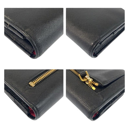 Prada Saffiano Black Pink Leather Wallet