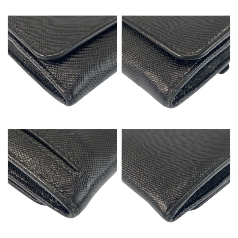 Prada Saffiano Black Pink Leather Wallet