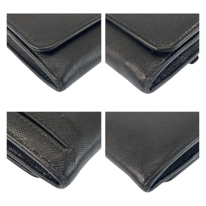 Prada Saffiano Black Pink Leather Wallet