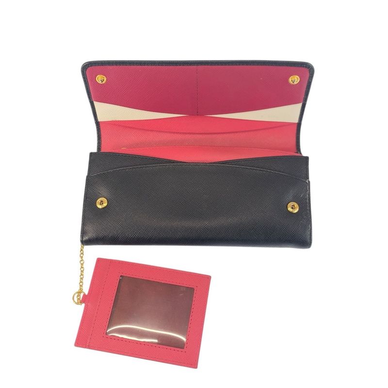Prada Saffiano Black Pink Leather Wallet