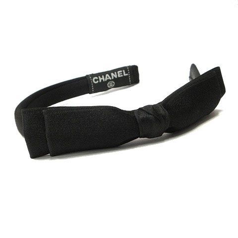 Chanel Ribbon Headband Satin Black Hair