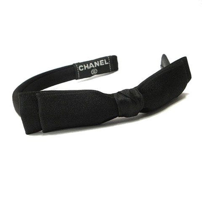 Chanel Ribbon Headband Satin Black Hair