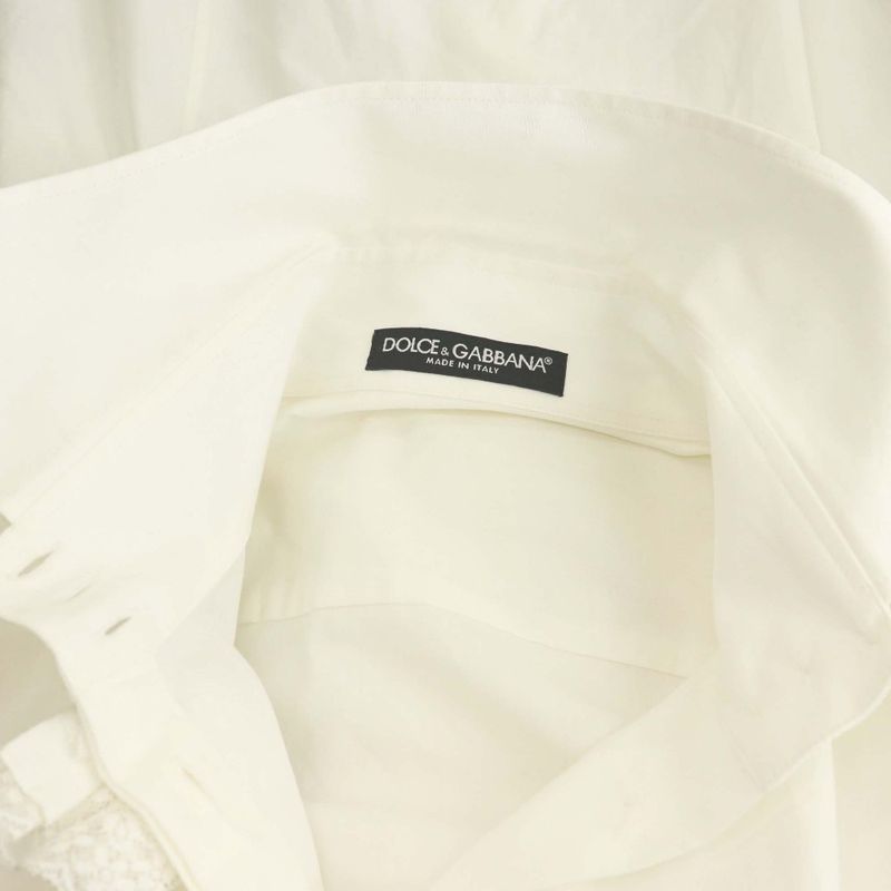 Dolce & Gabbana Shirt Ruffle Cotton 40 White SS