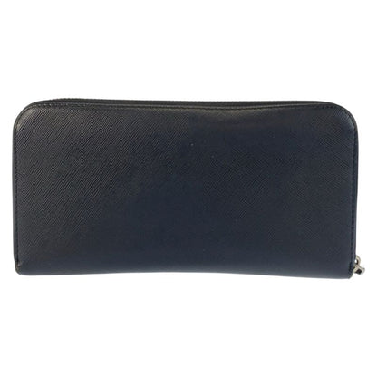 Prada Saffiano Navy Black Silver Leather Wallet