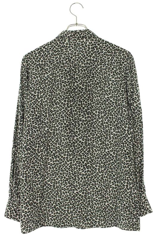 Celine Leopard All Over Pattern Long Sleeve Shirt 37 White Black