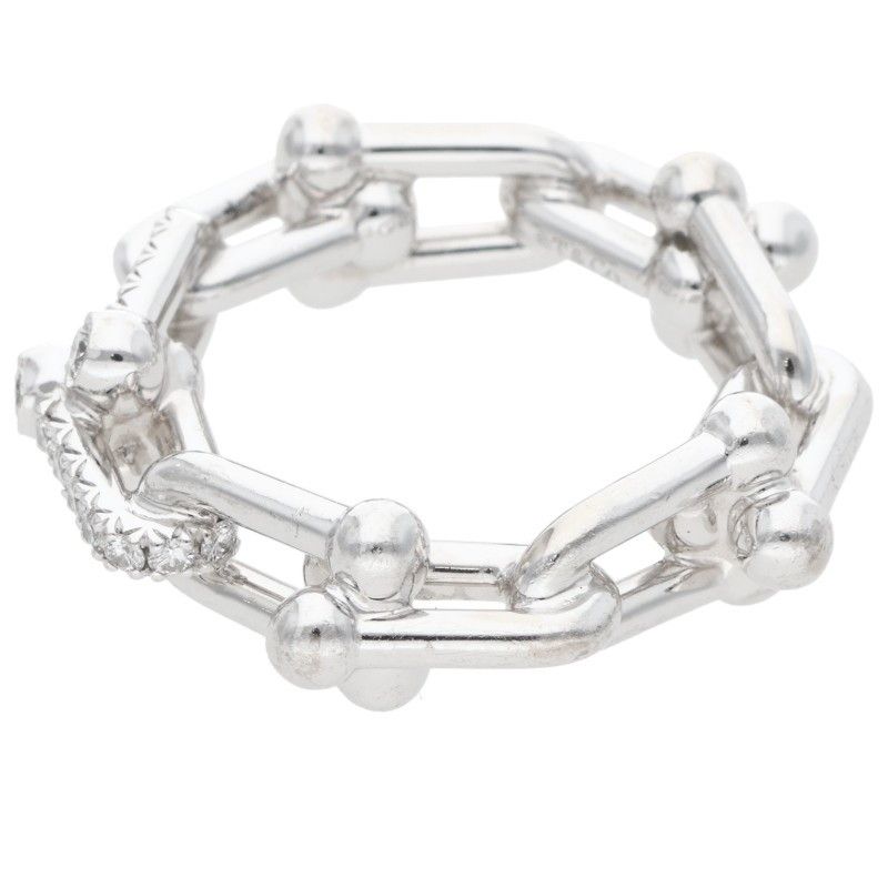 Tiffany & Co Ha Deware 18K White Gold Diamo Lulink Ring