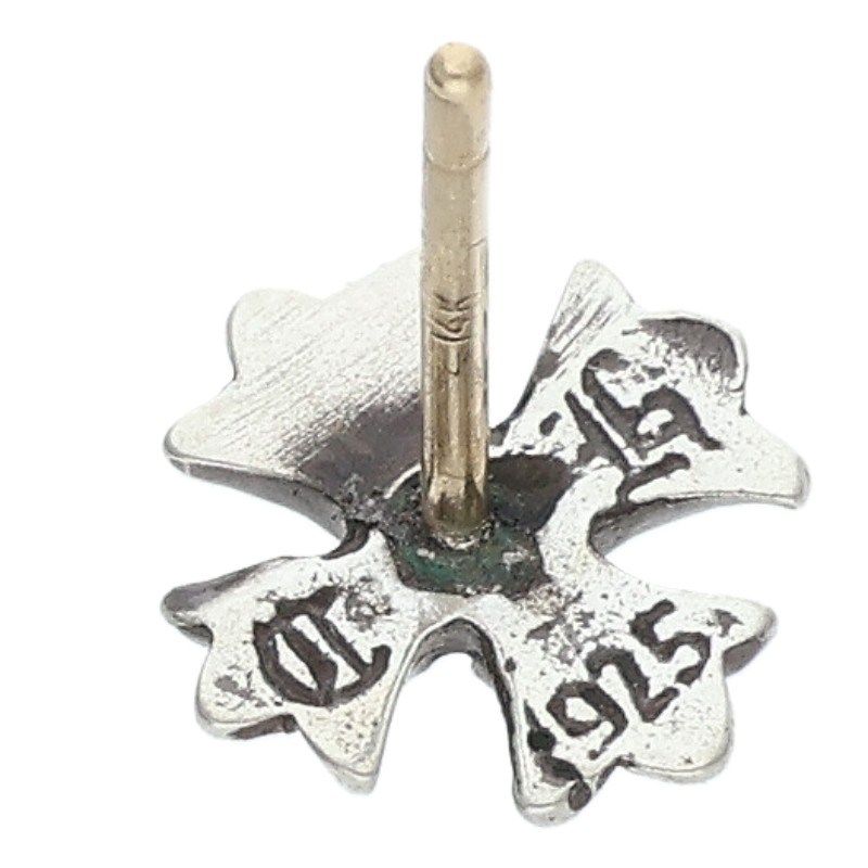 Chrome Hearts No2 CH Pls Dia Plus Stud 1 Diamond Silver Earrings Clear