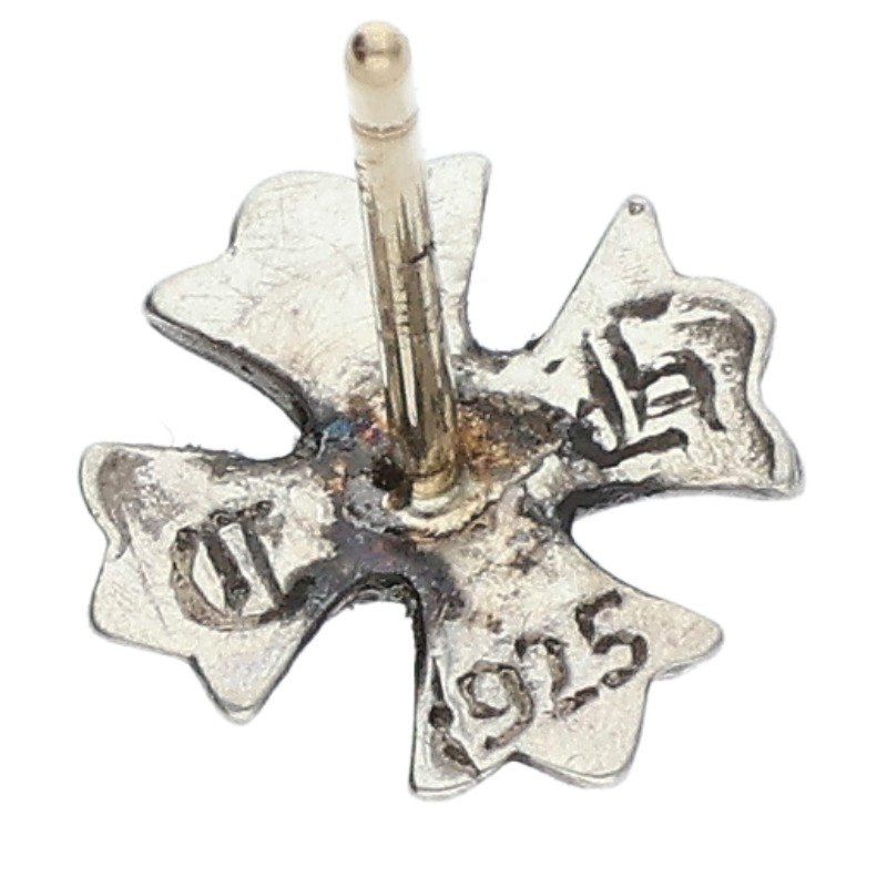 Chrome Hearts No2 CH Pls Dia Plus Stud 1 Diamond Silver Earrings Clear