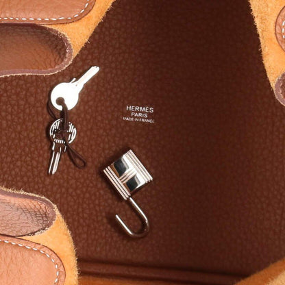 Hermes Picotin MM Taurillon Clemence Gold Handbag Brown