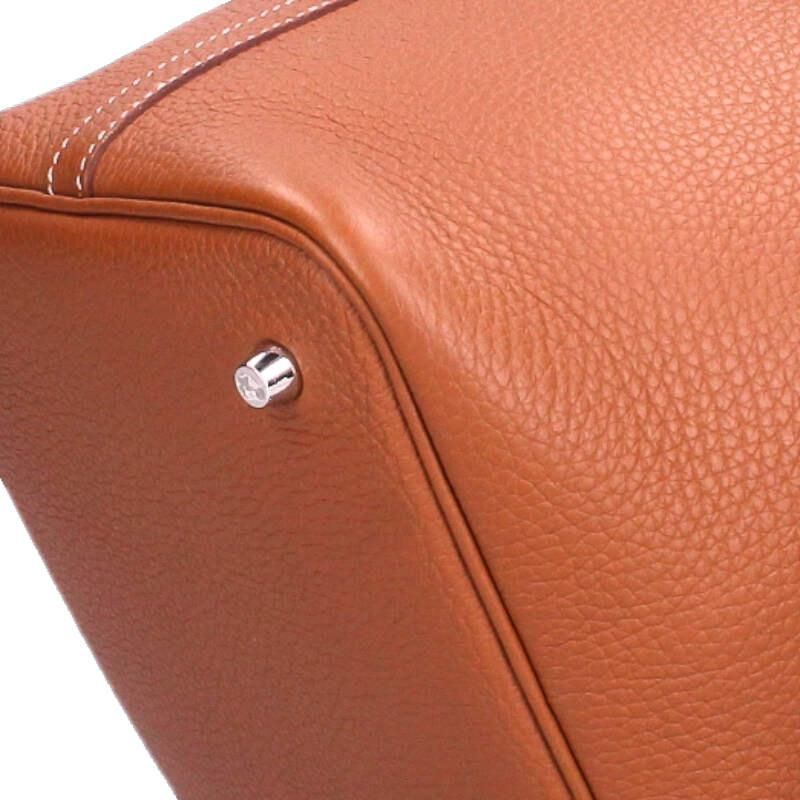 Hermes Picotin MM Taurillon Clemence Gold Handbag Brown