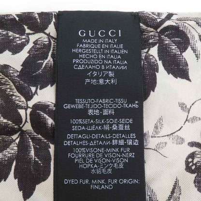 Gucci Scarf Shawl Silk Black Light Beige