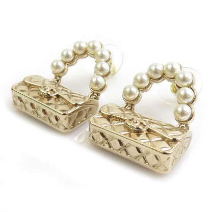 Chanel Earrings Quilted Gold