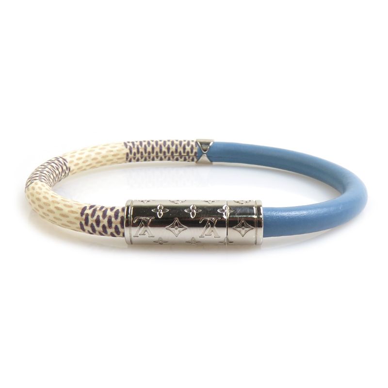 Louis Vuitton Bracelet Daily Leather Canvas Ivory Blue