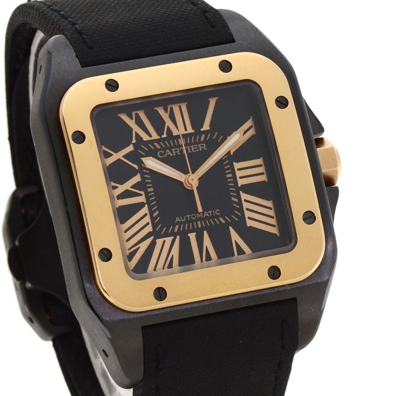 Cartier Santos Watch SS Fabric Leather