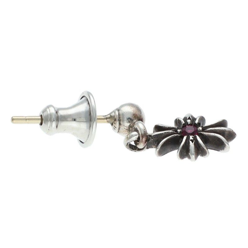 Chrome Hearts Tny CH Pls 1 Rby Tiny Ech Plus Drop Ruby Silver Earrings Red