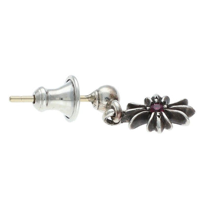 Chrome Hearts Tny CH Pls 1 Rby Tiny Ech Plus Drop Ruby Silver Earrings Red
