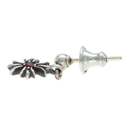 Chrome Hearts Tny CH Pls 1 Rby Tiny Ech Plus Drop Ruby Silver Earrings Red