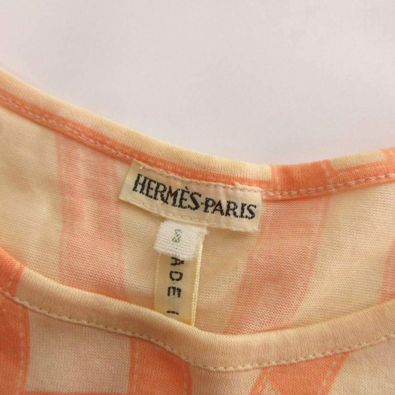 Hermes Martin Margiela Era Bolduc Ribbon Pattern Top Short Sleeve Beige
