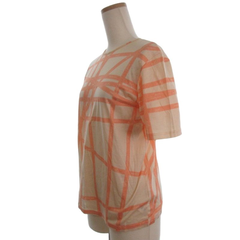 Hermes Martin Margiela Era Bolduc Ribbon Pattern Top Short Sleeve Beige