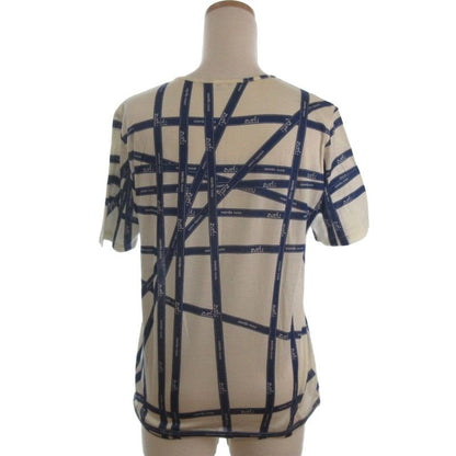 Hermes Martin Margiela Era Bolduc Ribbon Pattern Top Short Sleeve Off White Off-white Blue