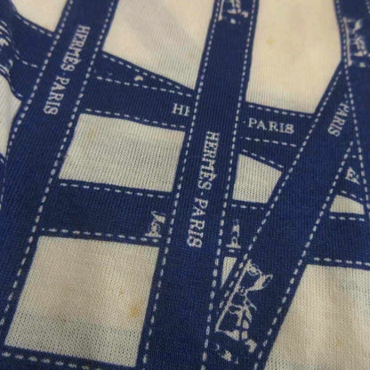 Hermes Martin Margiela Era Bolduc Ribbon Pattern Top Short Sleeve Off White Off-white Blue