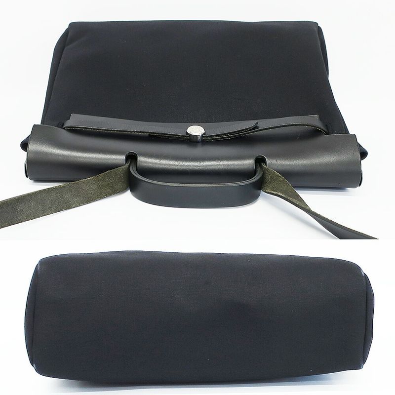 Hermes Herbag Shoulder Bag Black Silver
