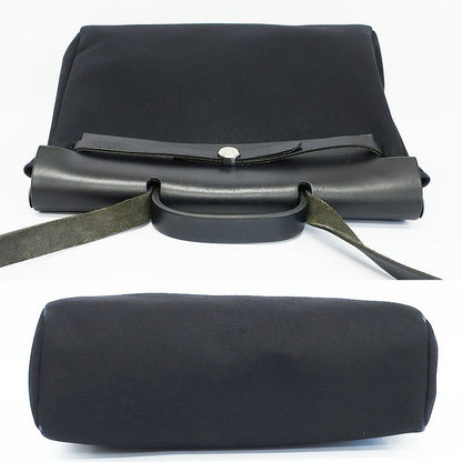 Hermes Herbag Shoulder Bag Black Silver