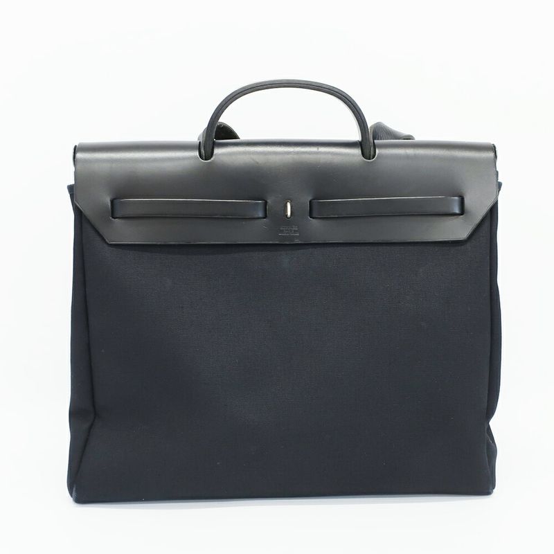 Hermes Herbag Shoulder Bag Black Silver