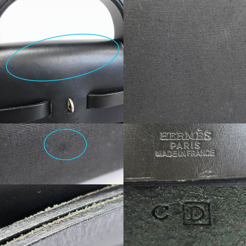 Hermes Herbag Shoulder Bag Black Silver