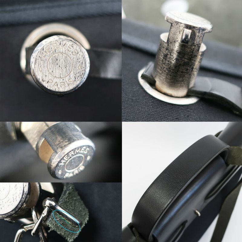 Hermes Herbag Shoulder Bag Black Silver