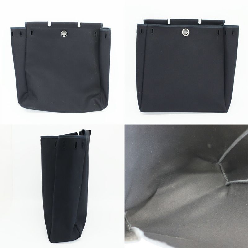 Hermes Herbag Shoulder Bag Black Silver