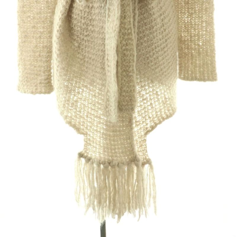Max Mara White Tag Gown Cardigan Knit Fringe Mohair Blend Silk Light Beige