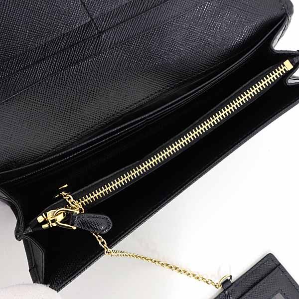Prada Saffiano Leather Wallet with Pass Case Black