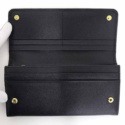 Prada Saffiano Leather Wallet with Pass Case Black
