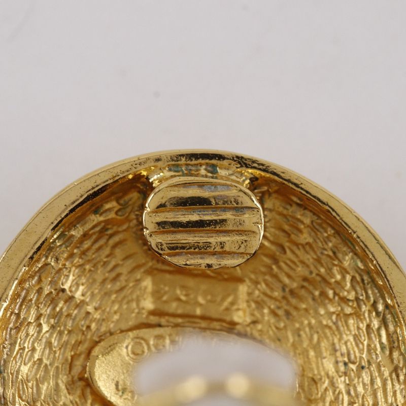Chanel CC Logo Quilted Vintage Gold Plated Earrings