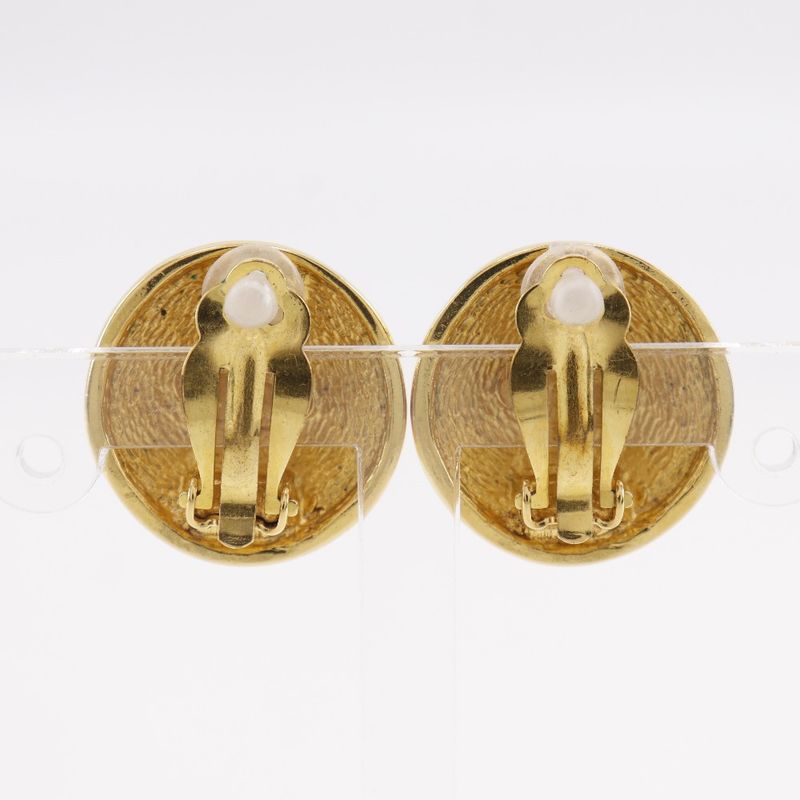 Chanel CC Logo Quilted Vintage Gold Plated Earrings