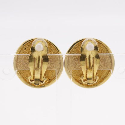 Chanel CC Logo Quilted Vintage Gold Plated Earrings