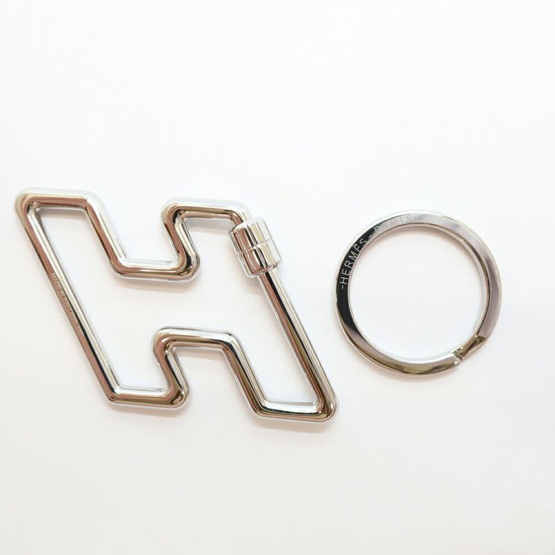 Hermes Key Ring Silver Color Small
