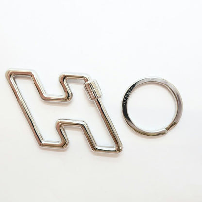 Hermes Key Ring Silver Color Small