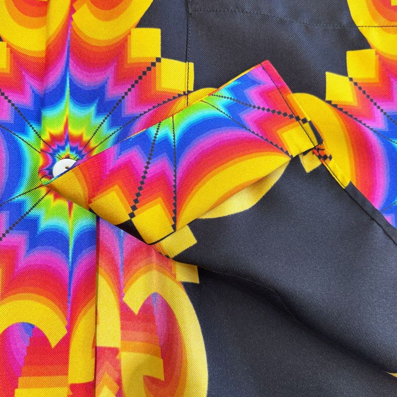 Gucci Short Sleeve Shirt Kaleidoscope 44 S M Silk Black Multicolor All Over
