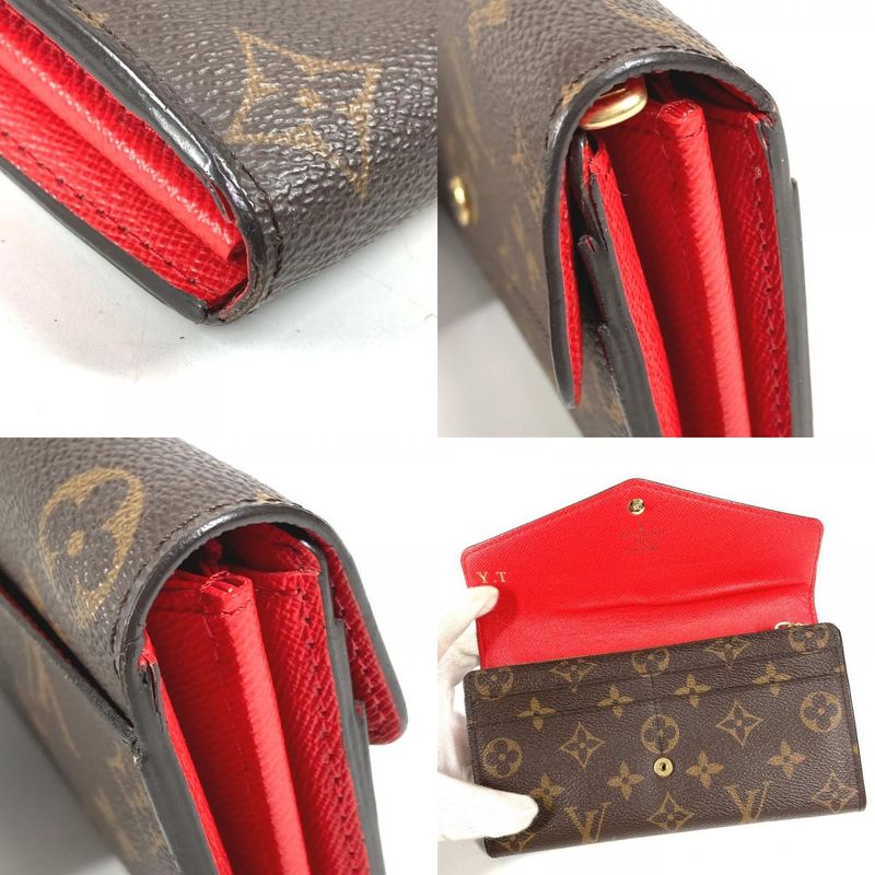 Louis Vuitton Wallet Portefeuille Sarah Monogram Canvas Coquelicot Brown