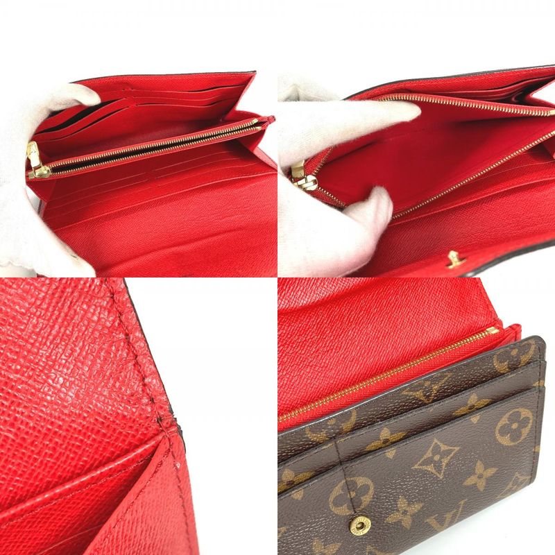Louis Vuitton Wallet Portefeuille Sarah Monogram Canvas Coquelicot Brown