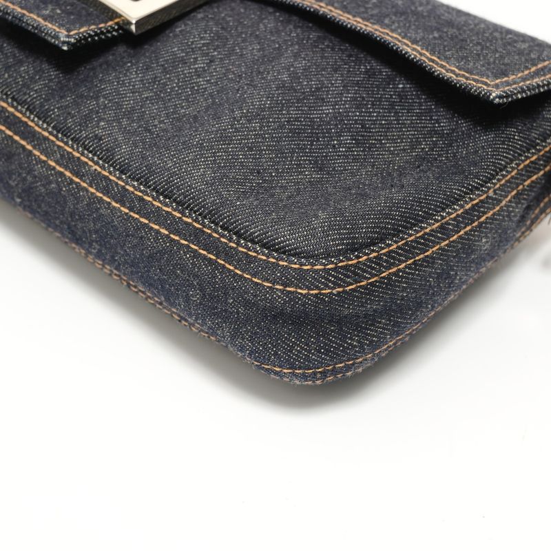Fendi Shoulder Bag Mamma Bucket Denim Silver