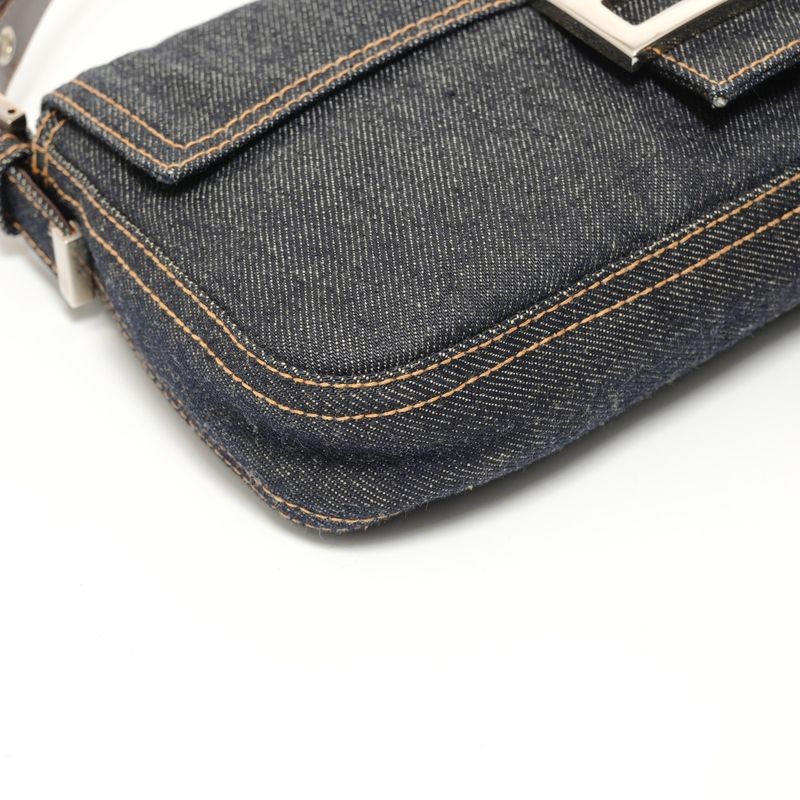 Fendi Shoulder Bag Mamma Bucket Denim Silver