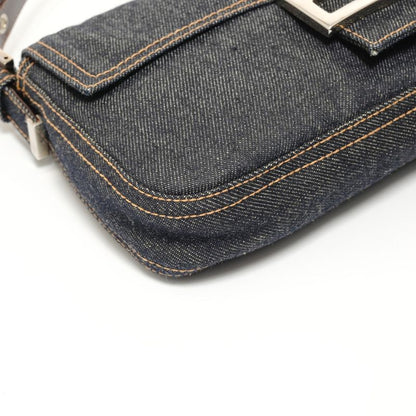 Fendi Shoulder Bag Mamma Bucket Denim Silver