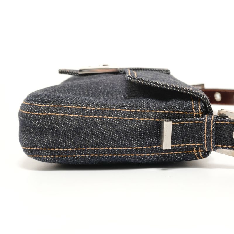 Fendi Shoulder Bag Mamma Bucket Denim Silver