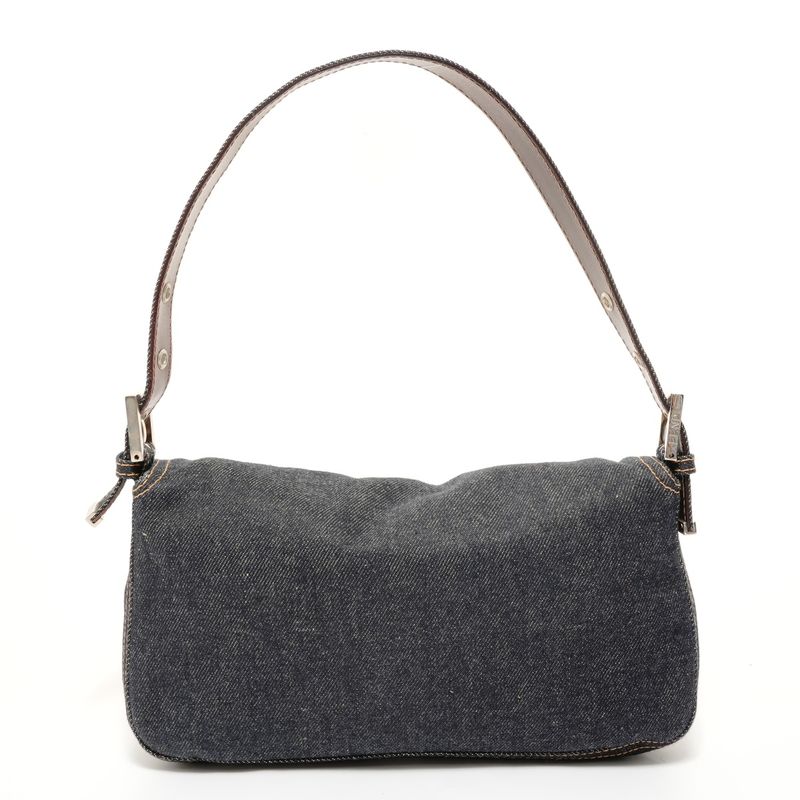 Fendi Shoulder Bag Mamma Bucket Denim Silver