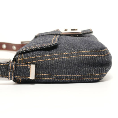 Fendi Shoulder Bag Mamma Bucket Denim Silver