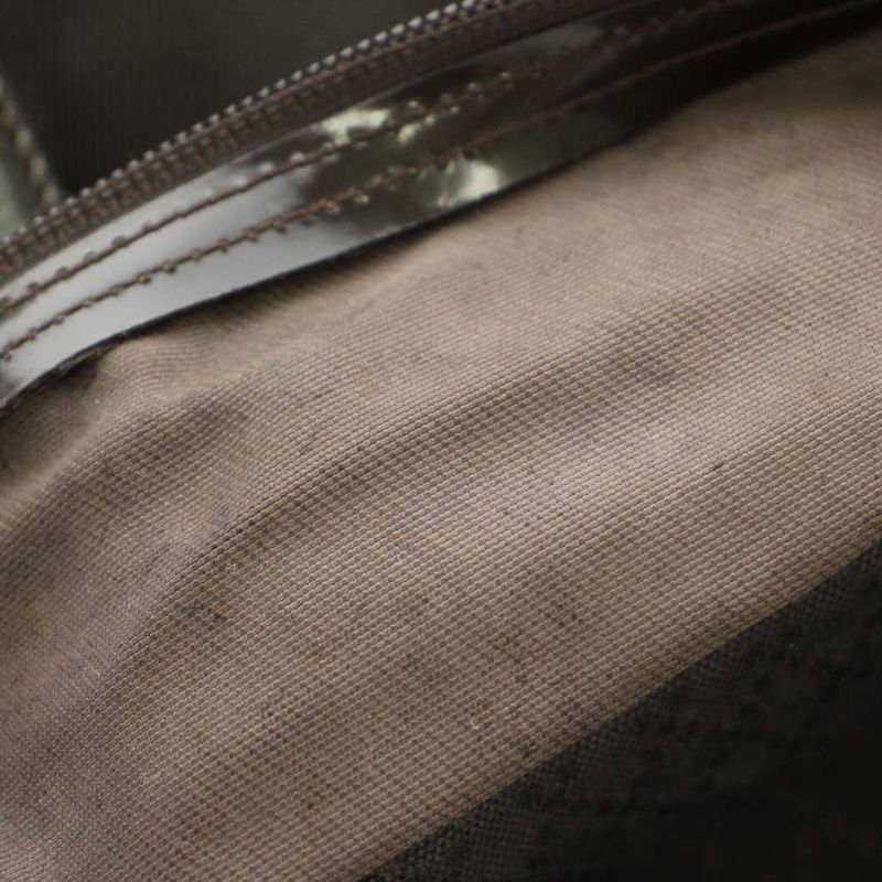 Gucci Bamboo Handle Handbag Nylon Leather Brown